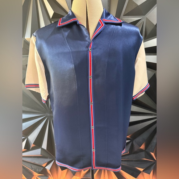 Gucci Navy and Beige Star Shirt IT50 - Picture 3 of 7